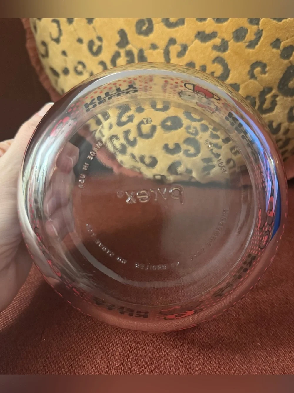 Pyrex Hello Kitty Clear Glass Bowl, Red Polka Dots 5.75”